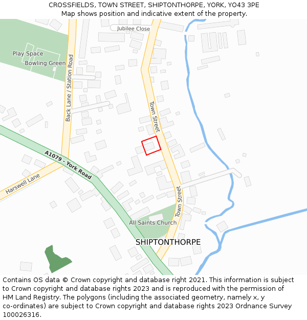 CROSSFIELDS, TOWN STREET, SHIPTONTHORPE, YORK, YO43 3PE: Location map and indicative extent of plot