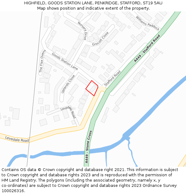 HIGHFIELD, GOODS STATION LANE, PENKRIDGE, STAFFORD, ST19 5AU: Location map and indicative extent of plot