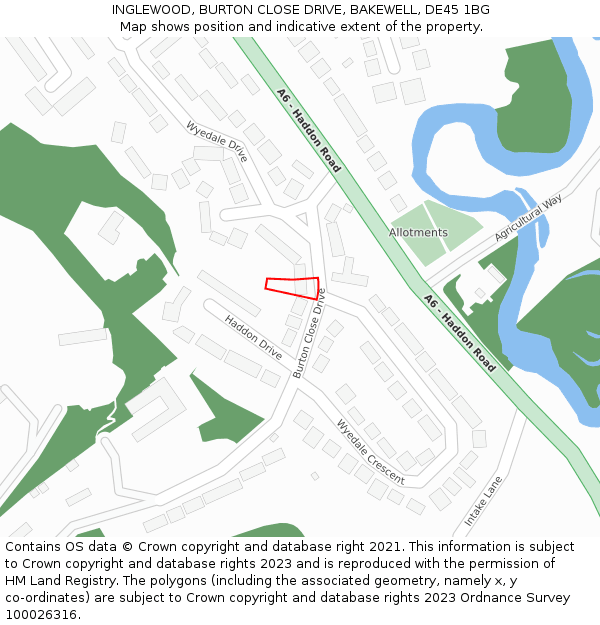 INGLEWOOD, BURTON CLOSE DRIVE, BAKEWELL, DE45 1BG: Location map and indicative extent of plot