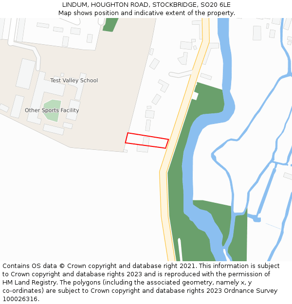 LINDUM, HOUGHTON ROAD, STOCKBRIDGE, SO20 6LE: Location map and indicative extent of plot