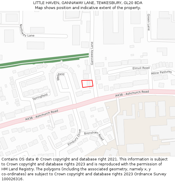 LITTLE HAVEN, GANNAWAY LANE, TEWKESBURY, GL20 8DA: Location map and indicative extent of plot