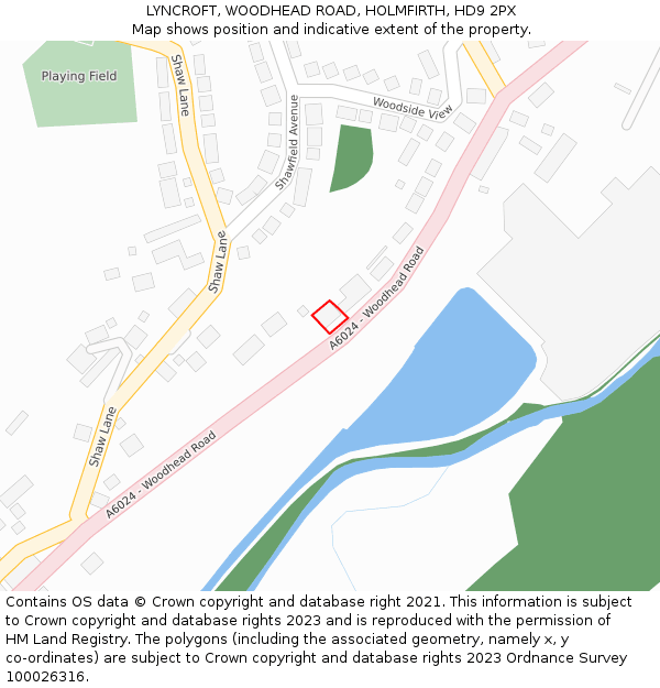 LYNCROFT, WOODHEAD ROAD, HOLMFIRTH, HD9 2PX: Location map and indicative extent of plot