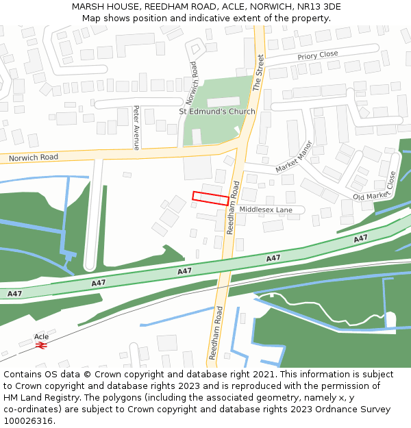MARSH HOUSE, REEDHAM ROAD, ACLE, NORWICH, NR13 3DE: Location map and indicative extent of plot