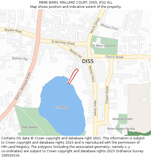 MERE BARN, MALLARD COURT, DISS, IP22 4LL: Location map and indicative extent of plot