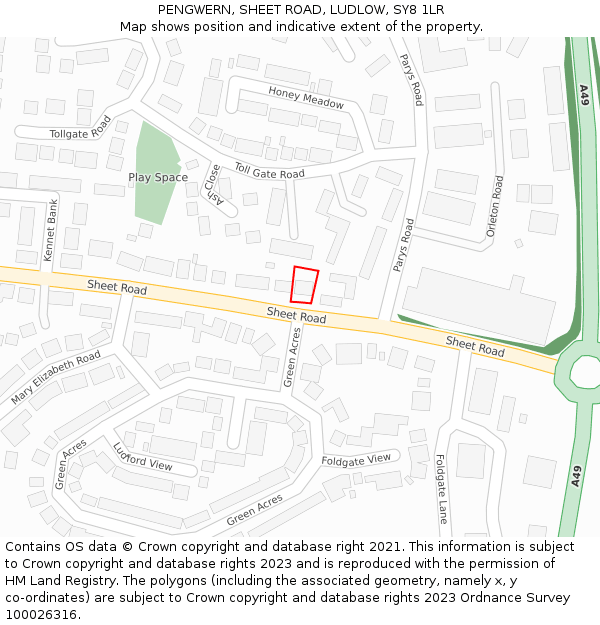 PENGWERN, SHEET ROAD, LUDLOW, SY8 1LR: Location map and indicative extent of plot