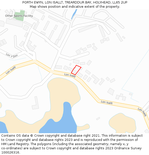 PORTH EWYN, LON ISALLT, TREARDDUR BAY, HOLYHEAD, LL65 2UP: Location map and indicative extent of plot