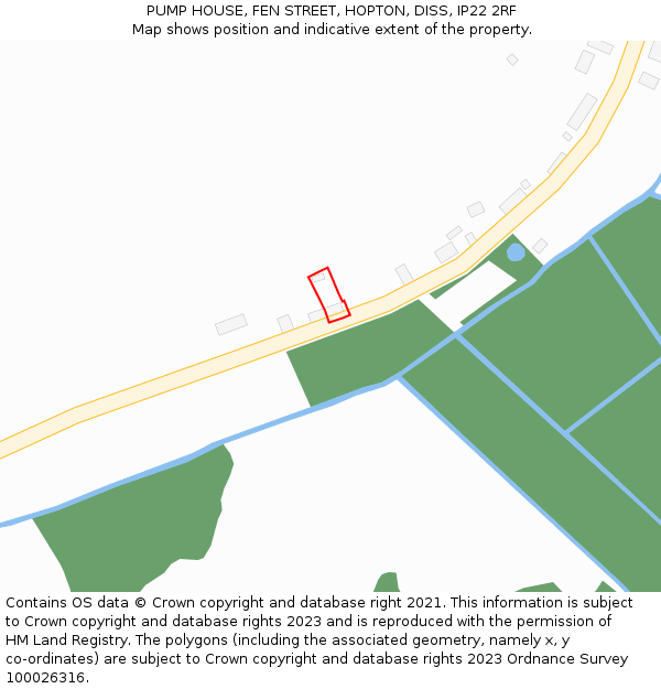 PUMP HOUSE, FEN STREET, HOPTON, DISS, IP22 2RF: Location map and indicative extent of plot