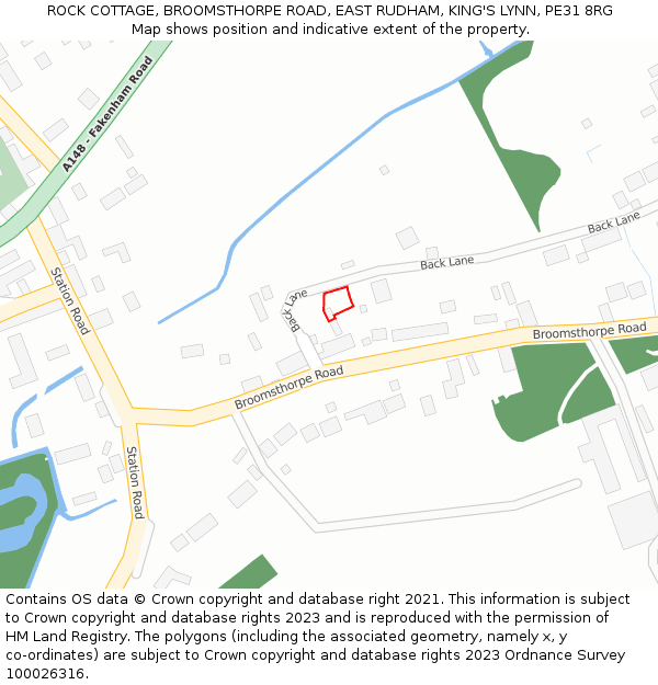 ROCK COTTAGE, BROOMSTHORPE ROAD, EAST RUDHAM, KING'S LYNN, PE31 8RG: Location map and indicative extent of plot