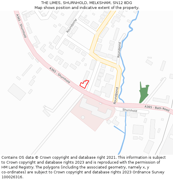 THE LIMES, SHURNHOLD, MELKSHAM, SN12 8DG: Location map and indicative extent of plot