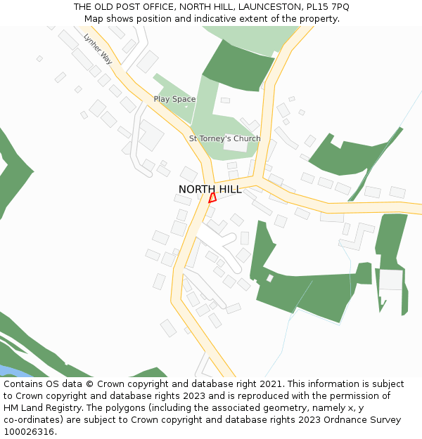 THE OLD POST OFFICE, NORTH HILL, LAUNCESTON, PL15 7PQ: Location map and indicative extent of plot