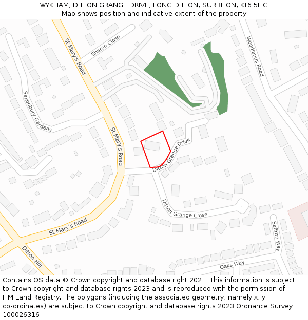 WYKHAM, DITTON GRANGE DRIVE, LONG DITTON, SURBITON, KT6 5HG: Location map and indicative extent of plot