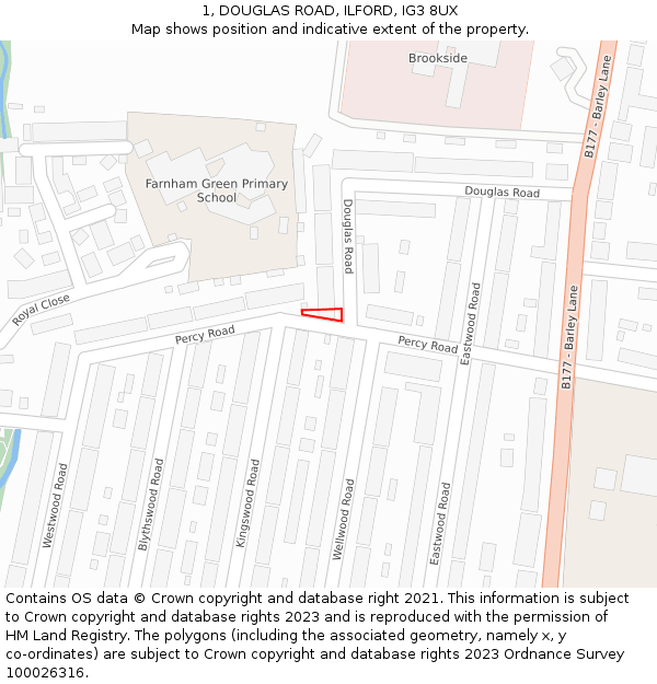 1, DOUGLAS ROAD, ILFORD, IG3 8UX: Location map and indicative extent of plot