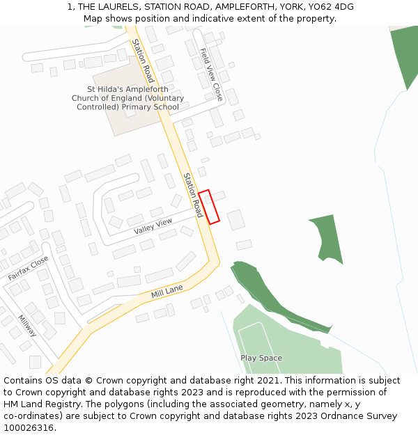 1, THE LAURELS, STATION ROAD, AMPLEFORTH, YORK, YO62 4DG: Location map and indicative extent of plot