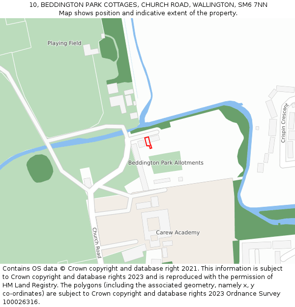 10, BEDDINGTON PARK COTTAGES, CHURCH ROAD, WALLINGTON, SM6 7NN: Location map and indicative extent of plot