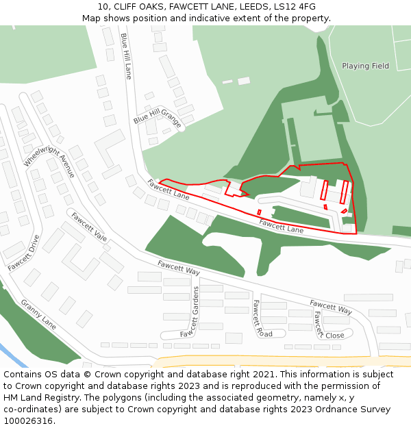 10, CLIFF OAKS, FAWCETT LANE, LEEDS, LS12 4FG: Location map and indicative extent of plot