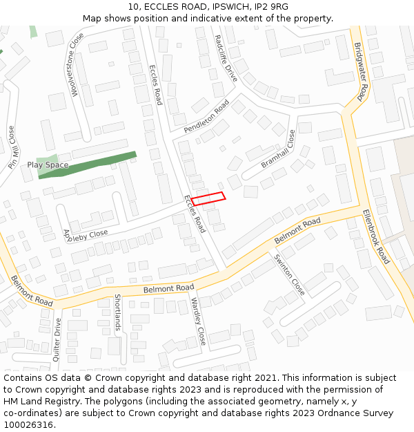 10, ECCLES ROAD, IPSWICH, IP2 9RG: Location map and indicative extent of plot
