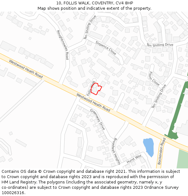 10, FOLLIS WALK, COVENTRY, CV4 8HP: Location map and indicative extent of plot