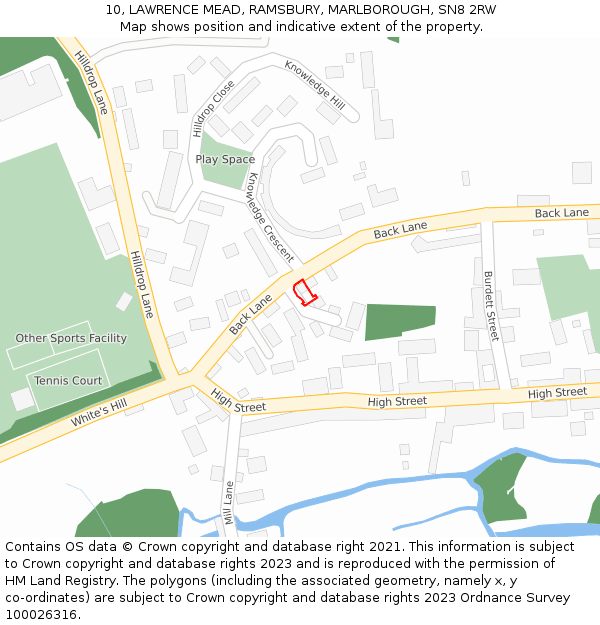 10, LAWRENCE MEAD, RAMSBURY, MARLBOROUGH, SN8 2RW: Location map and indicative extent of plot