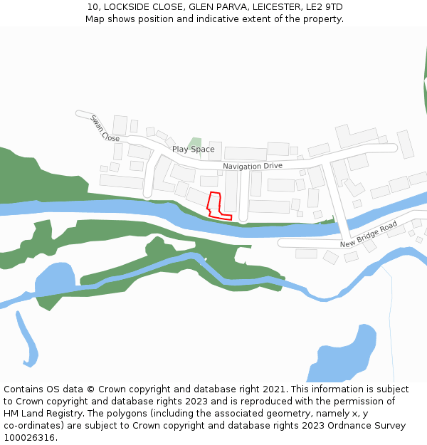 10, LOCKSIDE CLOSE, GLEN PARVA, LEICESTER, LE2 9TD: Location map and indicative extent of plot