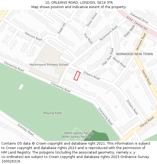 10, ORLEANS ROAD, LONDON, SE19 3TA: Location map and indicative extent of plot