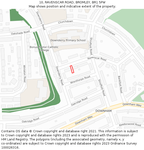 10, RAVENSCAR ROAD, BROMLEY, BR1 5PW: Location map and indicative extent of plot