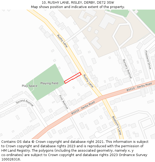 10, RUSHY LANE, RISLEY, DERBY, DE72 3SW: Location map and indicative extent of plot