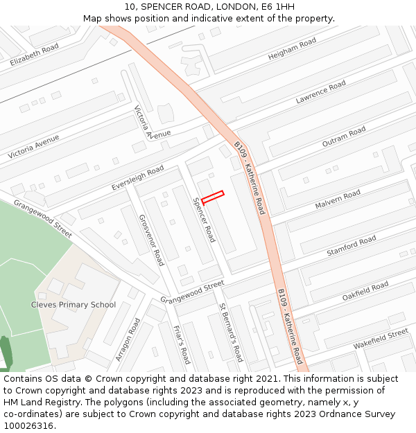10, SPENCER ROAD, LONDON, E6 1HH: Location map and indicative extent of plot