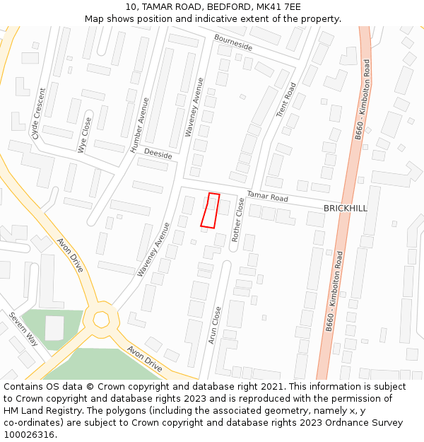 10, TAMAR ROAD, BEDFORD, MK41 7EE: Location map and indicative extent of plot