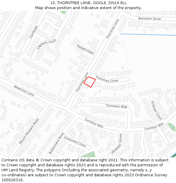10, THORNTREE LANE, GOOLE, DN14 6LL: Location map and indicative extent of plot