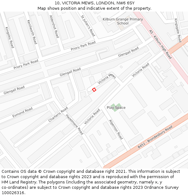 10, VICTORIA MEWS, LONDON, NW6 6SY: Location map and indicative extent of plot