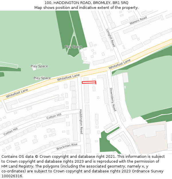 100, HADDINGTON ROAD, BROMLEY, BR1 5RQ: Location map and indicative extent of plot