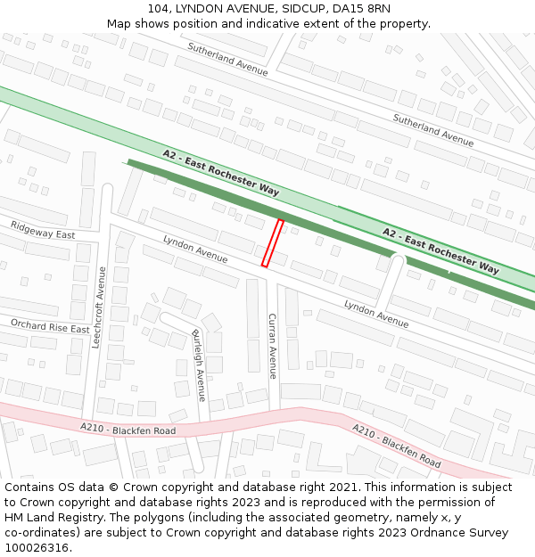 104, LYNDON AVENUE, SIDCUP, DA15 8RN: Location map and indicative extent of plot