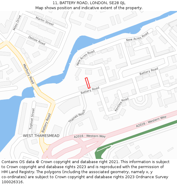 11, BATTERY ROAD, LONDON, SE28 0JL: Location map and indicative extent of plot