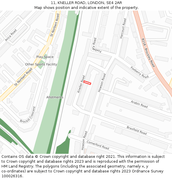 11, KNELLER ROAD, LONDON, SE4 2AR: Location map and indicative extent of plot
