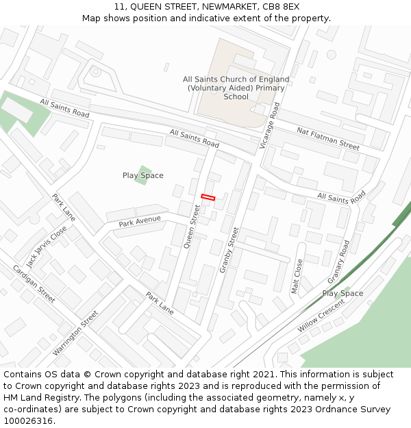 11, QUEEN STREET, NEWMARKET, CB8 8EX: Location map and indicative extent of plot