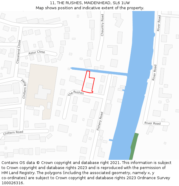 11, THE RUSHES, MAIDENHEAD, SL6 1UW: Location map and indicative extent of plot