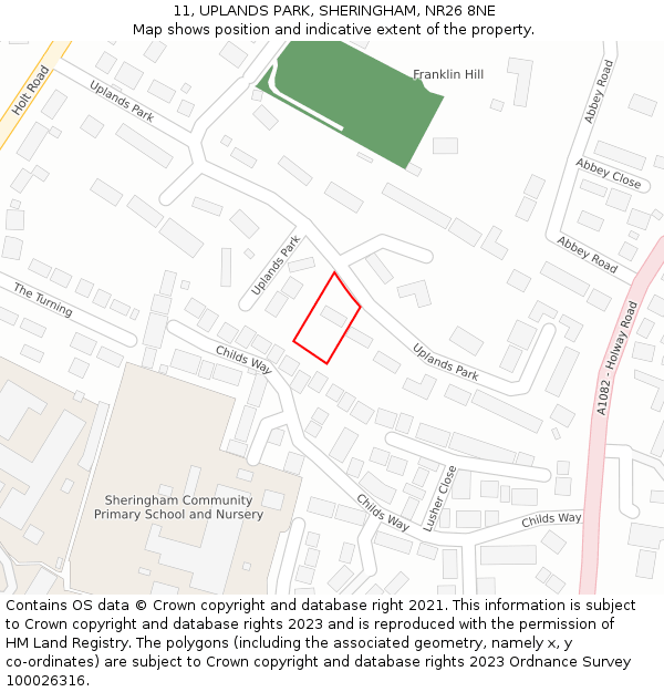 11, UPLANDS PARK, SHERINGHAM, NR26 8NE: Location map and indicative extent of plot