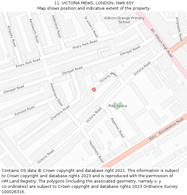 11, VICTORIA MEWS, LONDON, NW6 6SY: Location map and indicative extent of plot