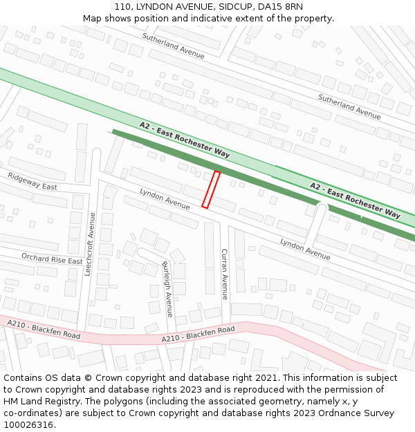 110, LYNDON AVENUE, SIDCUP, DA15 8RN: Location map and indicative extent of plot