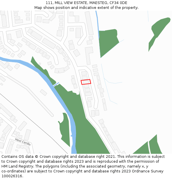 111, MILL VIEW ESTATE, MAESTEG, CF34 0DE: Location map and indicative extent of plot