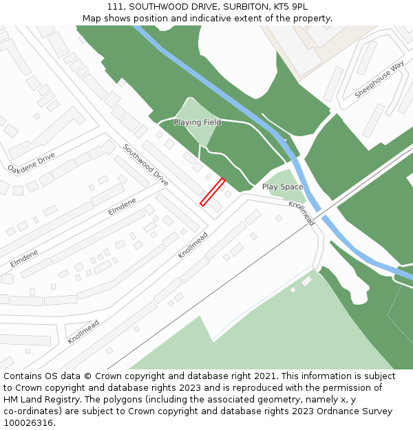 111, SOUTHWOOD DRIVE, SURBITON, KT5 9PL: Location map and indicative extent of plot