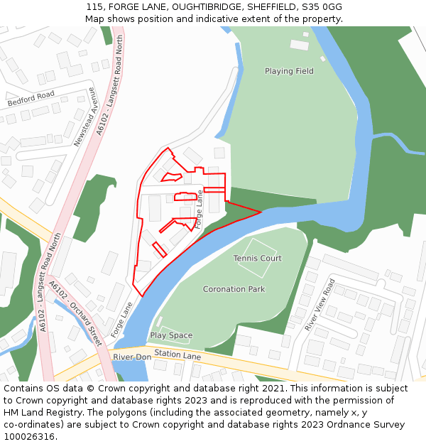 115, FORGE LANE, OUGHTIBRIDGE, SHEFFIELD, S35 0GG: Location map and indicative extent of plot