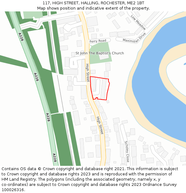 117, HIGH STREET, HALLING, ROCHESTER, ME2 1BT: Location map and indicative extent of plot