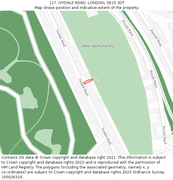 117, IVYDALE ROAD, LONDON, SE15 3DT: Location map and indicative extent of plot