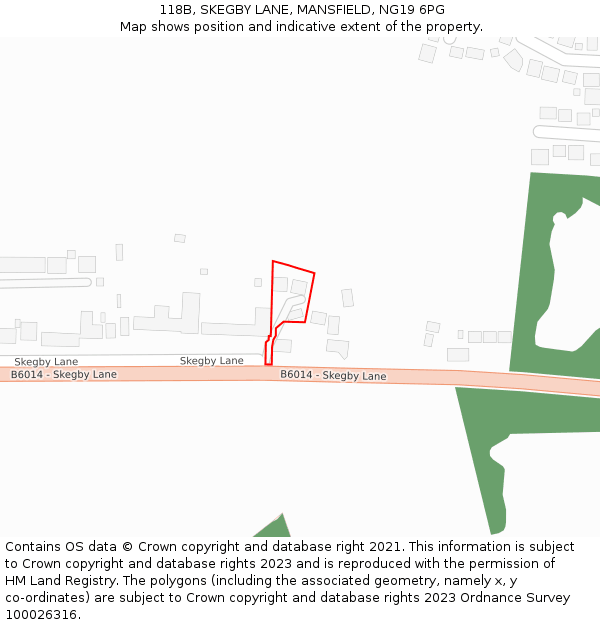 118B, SKEGBY LANE, MANSFIELD, NG19 6PG: Location map and indicative extent of plot