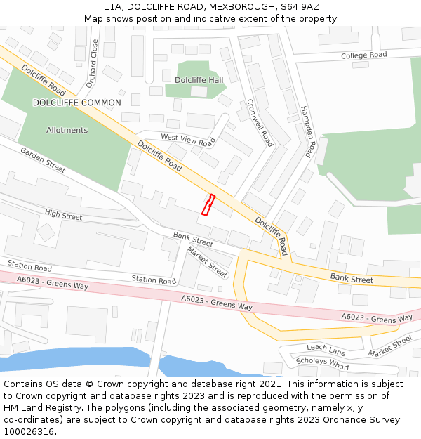11A, DOLCLIFFE ROAD, MEXBOROUGH, S64 9AZ: Location map and indicative extent of plot