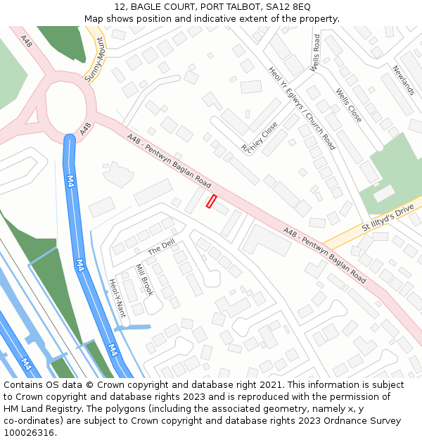 12, BAGLE COURT, PORT TALBOT, SA12 8EQ: Location map and indicative extent of plot
