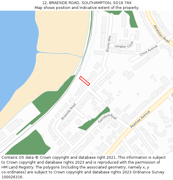12, BRAESIDE ROAD, SOUTHAMPTON, SO19 7AX: Location map and indicative extent of plot