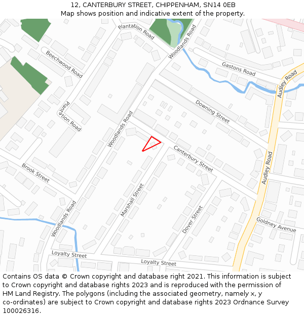 12, CANTERBURY STREET, CHIPPENHAM, SN14 0EB: Location map and indicative extent of plot
