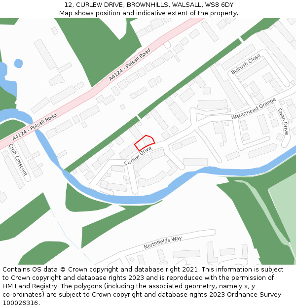 12, CURLEW DRIVE, BROWNHILLS, WALSALL, WS8 6DY: Location map and indicative extent of plot